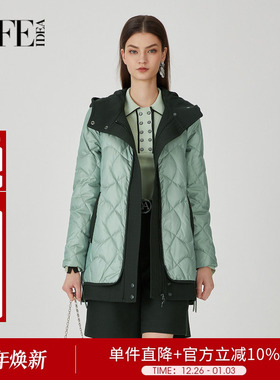 莱芙艾迪儿女装轻薄短款连帽羽绒服冬季白鸭绒外套1D4Y58093