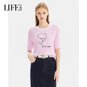 莱芙艾迪儿秋冬气质温柔减龄舒适百搭气质针织衫 女时尚 刺绣上衣