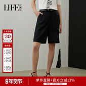 新款 高腰显瘦五分裤 品牌女装 莱芙艾迪儿夏季 黑色工装 短裤 休闲时尚