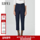 深蓝色显高显瘦休闲裤 莱芙艾迪儿牛仔感九分直筒裤 秋季 1E3K77020