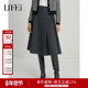 莱芙艾迪儿时尚 高腰知性温柔A字伞裙女职业通勤气质百搭半身裙