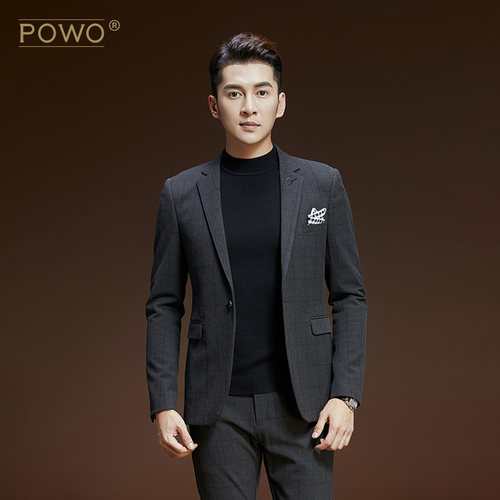 powo西装男士新郎正装青年