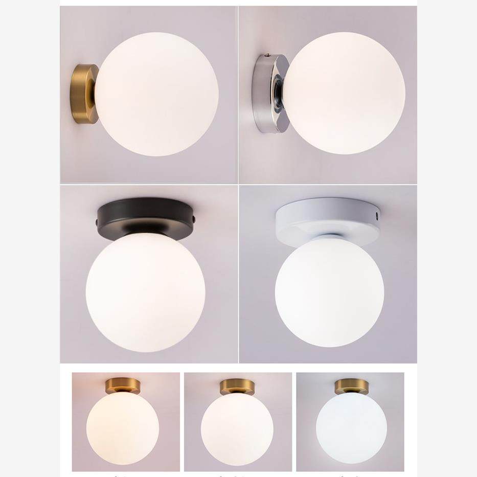 北欧简约玻璃圆球形壁灯走廊过道玄关镜前灯卧室床头客厅背景墙灯