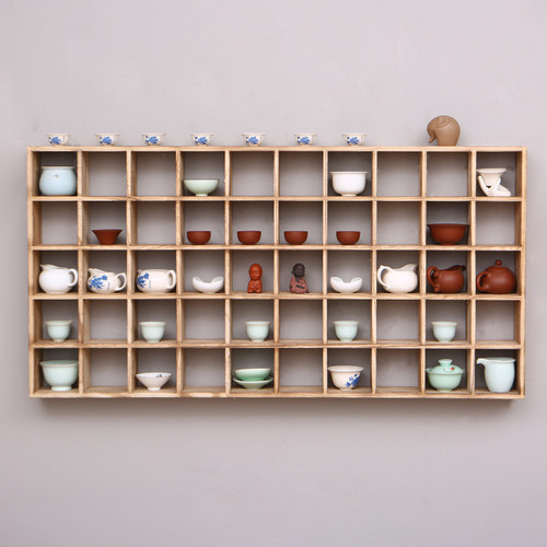 建盏紫砂壶实木中式风茶具博古架