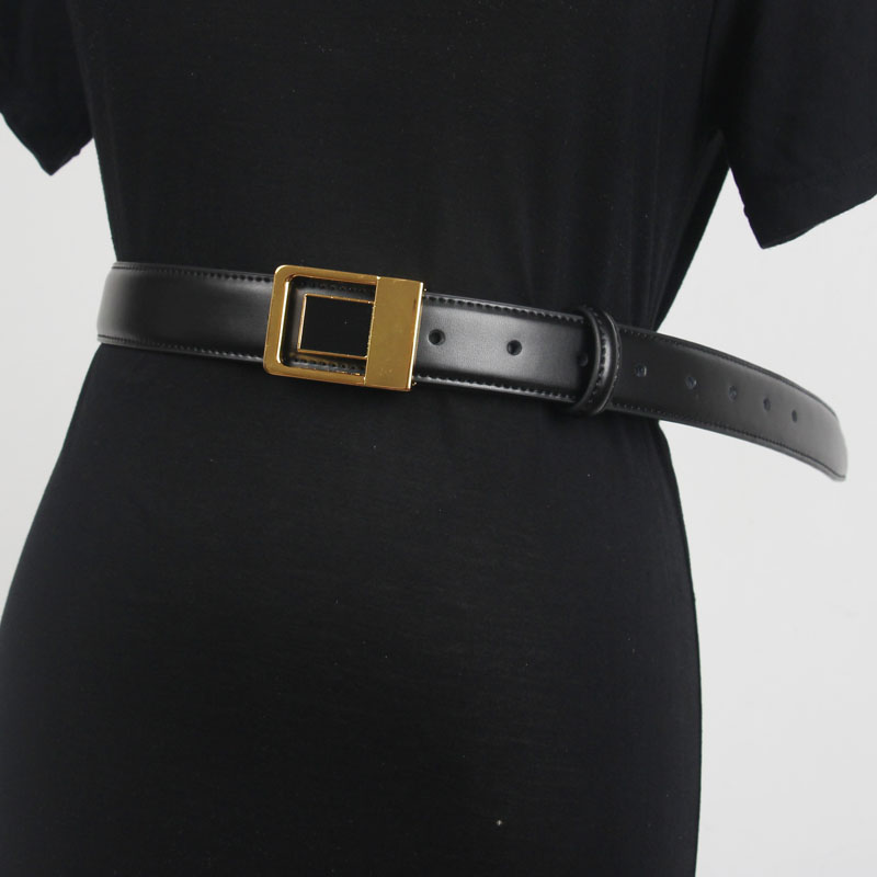 摩登时尚方金扣百搭牛仔裙裤配饰腰饰皮带个性高级感别致真皮腰带