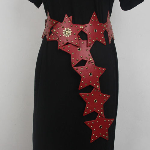 复古西部风部落感金属古着感拼接星星Y2K扣腰带小众古着百搭皮带