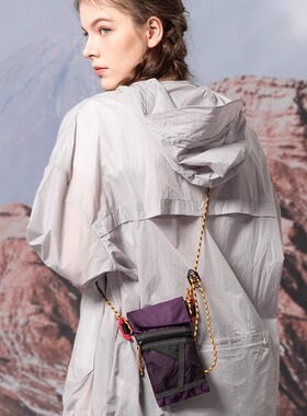 山系户外徒步斜挎包单肩挂绳折叠包防水轻迷你尼龙竖款运动手机包