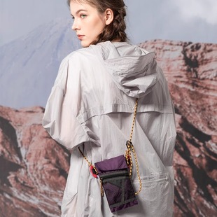 山系户外徒步斜挎包单肩挂绳折叠包防水轻迷你尼龙竖款运动手机包