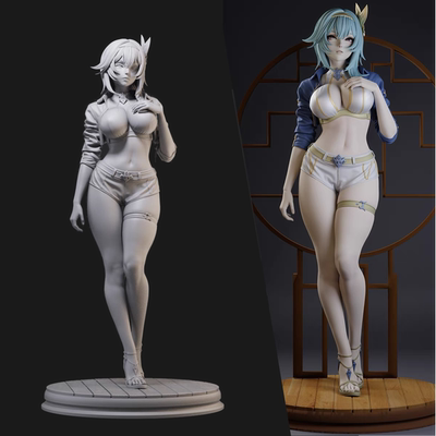 1/6 30cm优菈 浪花骑士 原神 1:6比例GK白模现货手办 3D打印模型