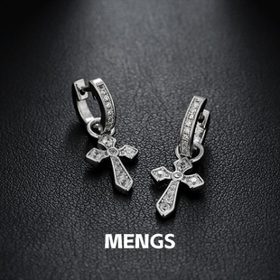 嘻哈耳环男 美式 十字架耳扣男时尚 高级感潮流小众个性