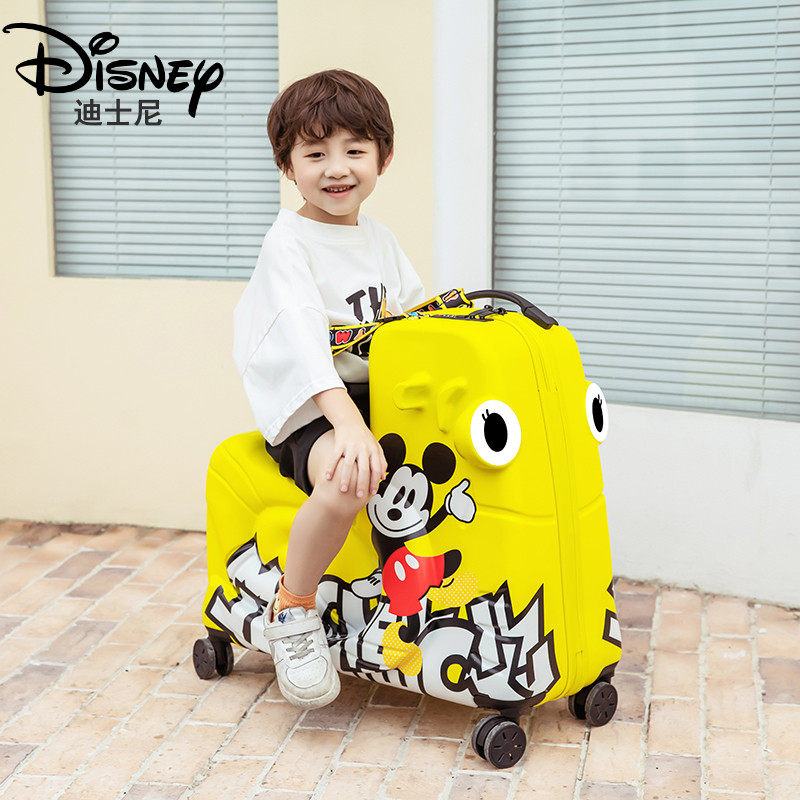 迪士尼可坐儿童拉杆箱女可骑行李箱男米奇宝宝托箱骑行旅行箱24寸