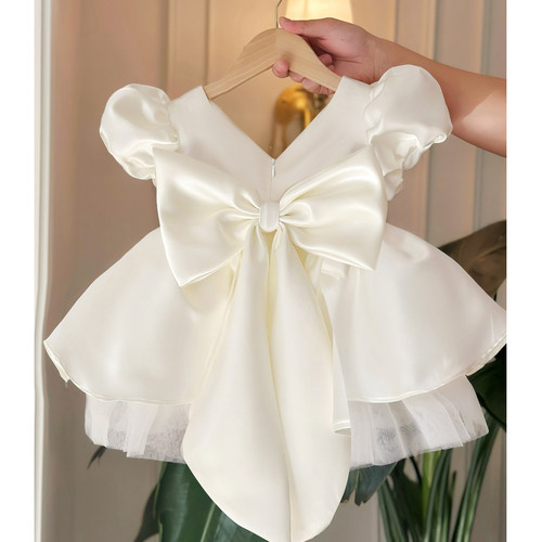 女童周岁生日绝美抓周花童婚纱礼服女宝宝公主连衣裙高端轻奢小众