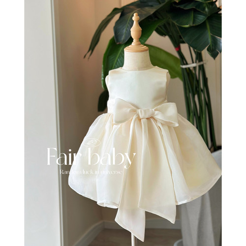 女童周岁生日抓周花童小女孩婚纱礼服女宝公主裙香槟无袖高端夏款