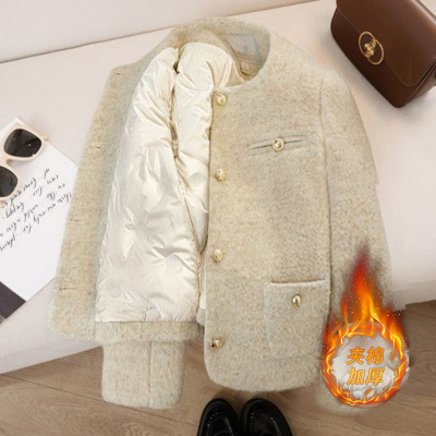 小香风超好看冬装夹棉厚外套女2025新款版型好看短款羽绒内胆上衣