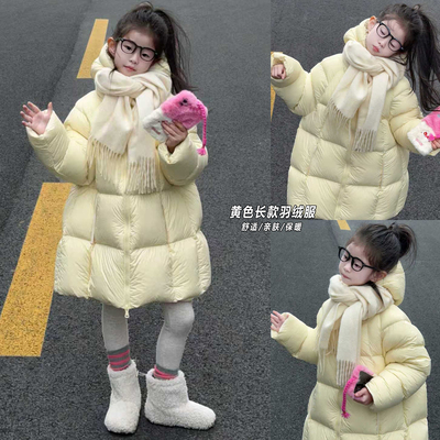 女童羽绒款爆款2025新款儿童排骨泡芙羽绒服中长款初中生大童洋气