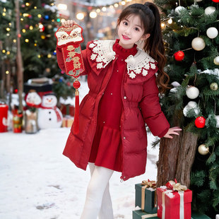 女童棉服外套冬装2025新款洋气儿童红色拜年棉衣冬季女孩保暖棉袄