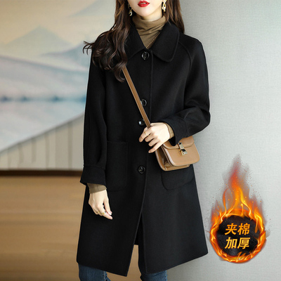 休闲毛呢外套2025新款今年流行爆款女士冬装夹棉加厚洋气呢子大衣