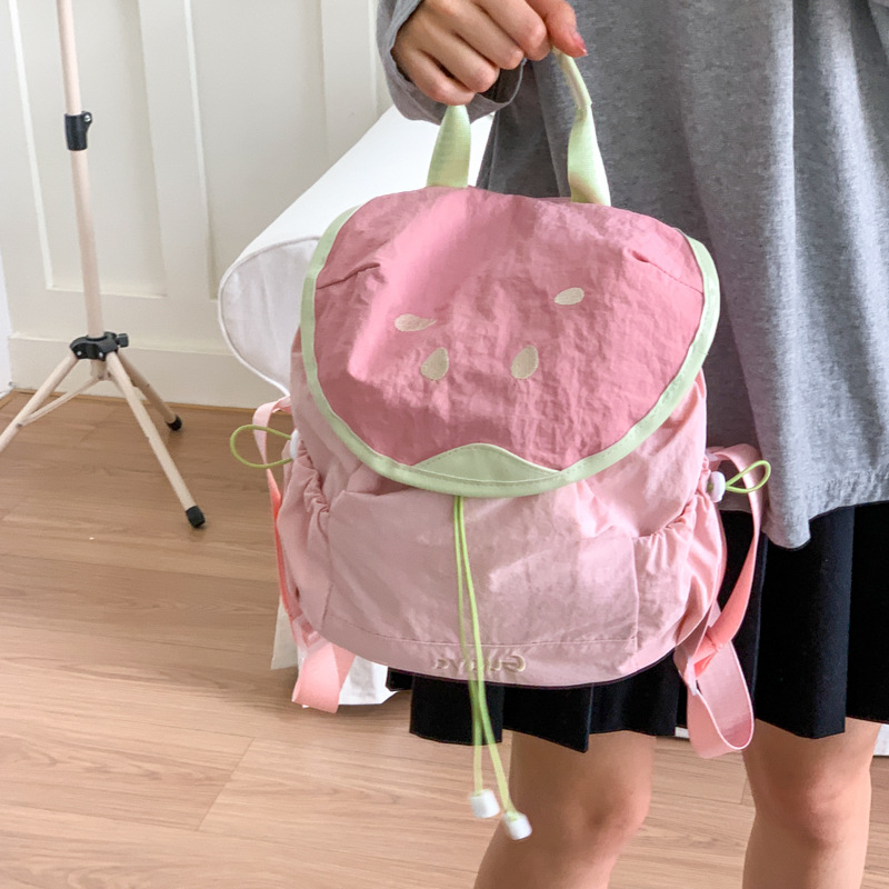 夏日多巴胺撞色双肩背女包通勤轻
