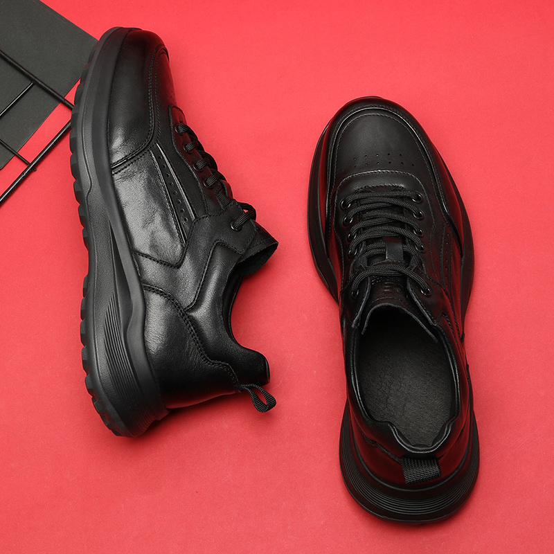 头层软牛皮运动皮鞋发泡超轻软底