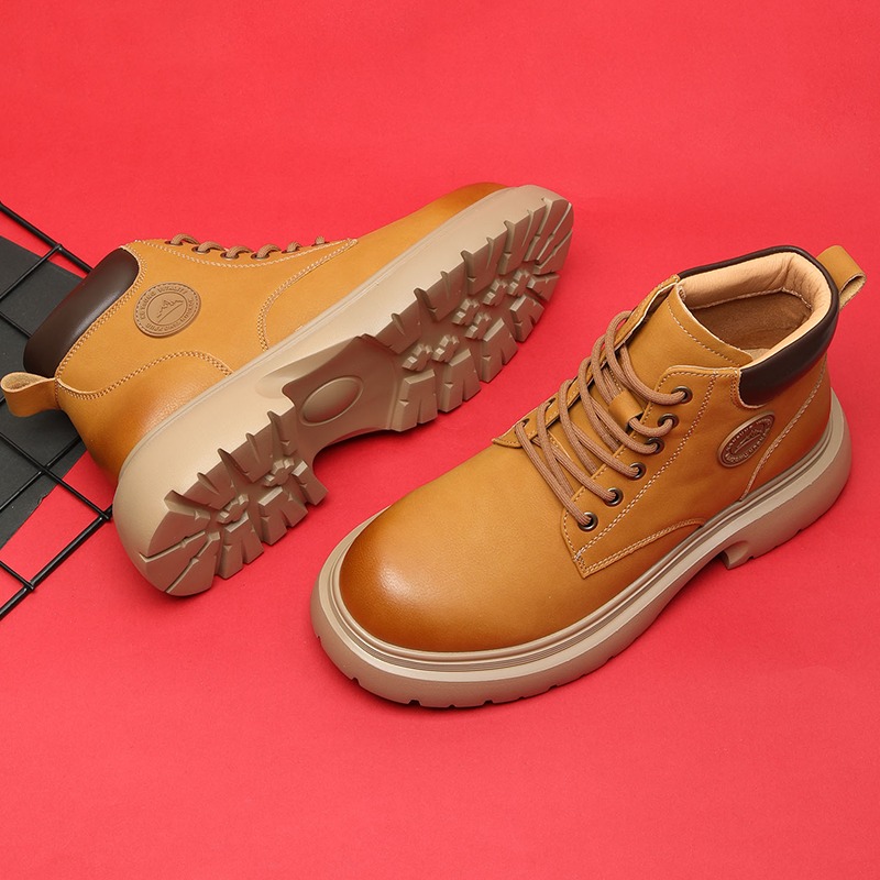 复古真皮马丁靴男款发泡软厚底