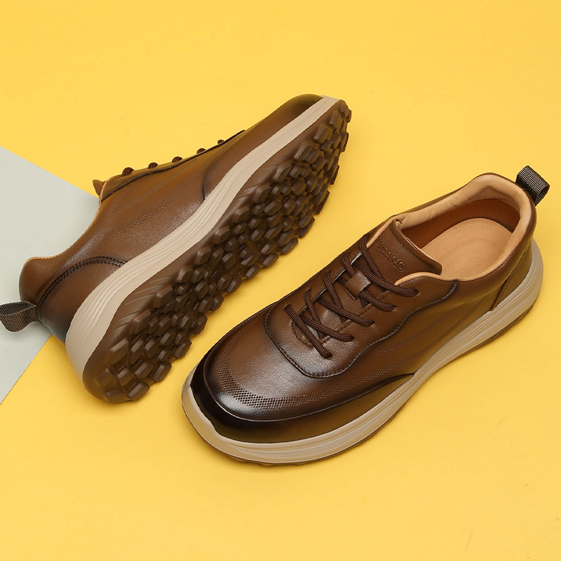 VIFIRFAR全头层牛皮运动鞋男鞋2025新款发泡软底通勤跑步真皮鞋