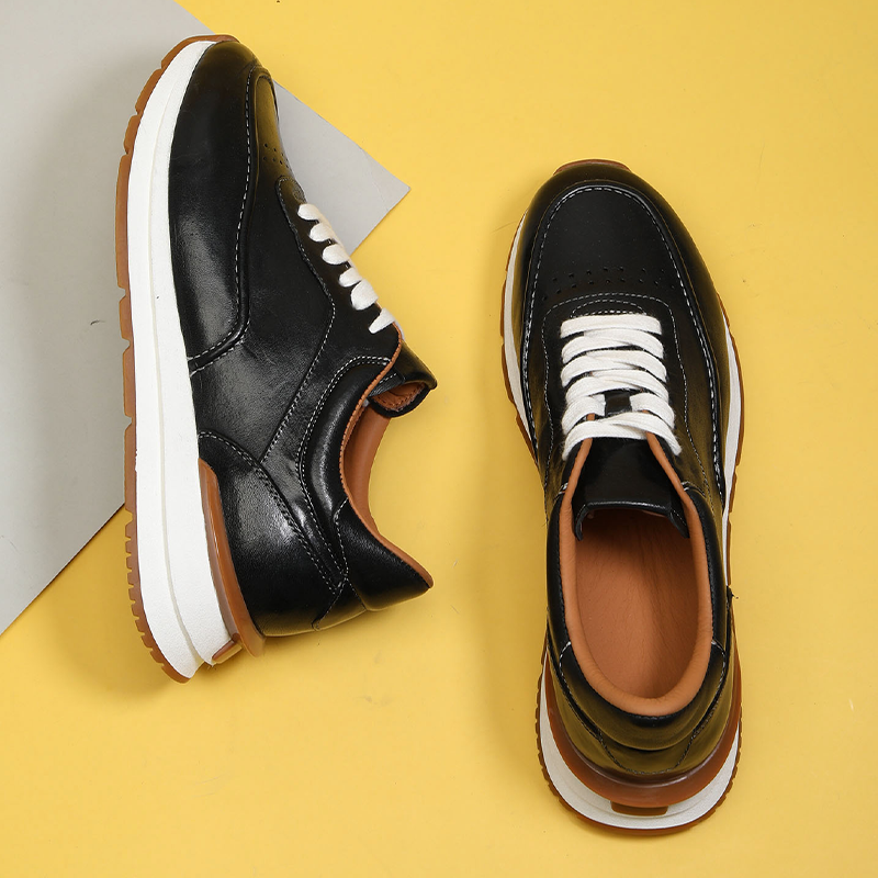 头层牛皮运动皮鞋发泡轻软底