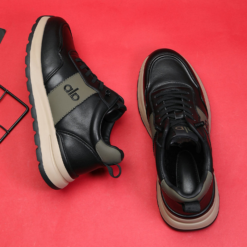 头层牛皮运动皮鞋软底加绒棉鞋