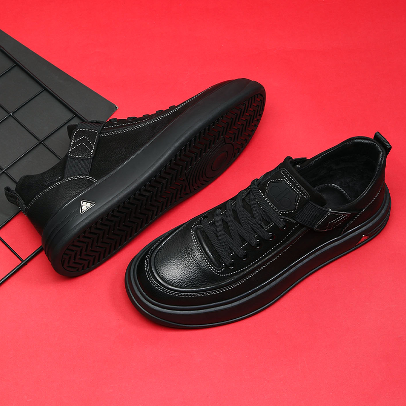 休闲皮鞋加绒保暖一脚蹬二棉鞋