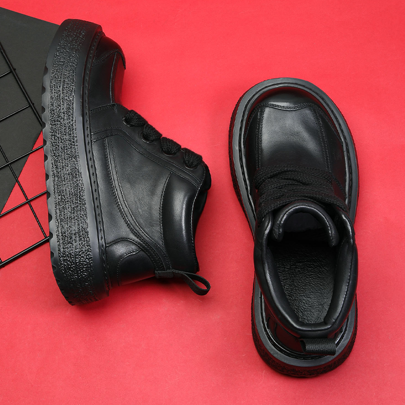 宽头厚底舒适增高厚底大头皮鞋