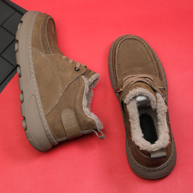 真皮加绒加厚保暖棉鞋男