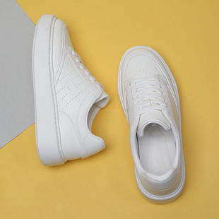 头层牛皮板鞋男2026新款春季透气发泡厚底时尚运动真皮小白鞋男