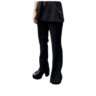 MURUA2024春季新款高腰修身气质百搭酷辣九分喇叭裤女0124207001