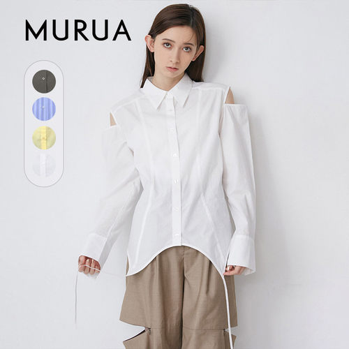 MURUA森系休闲风露肩衬衫
