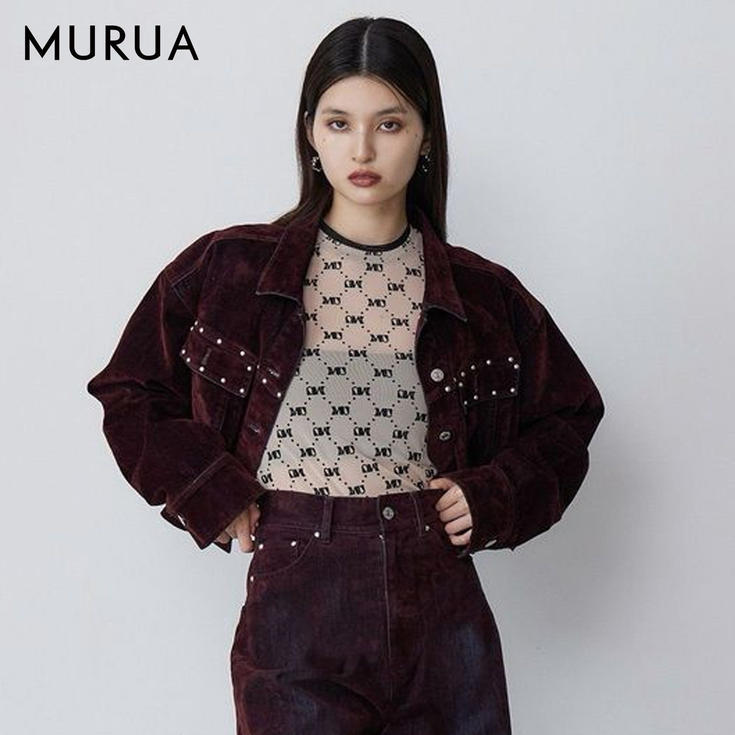 MURUA25早秋新品复古植绒铆钉高腰短款牛仔夹克外套女0125501003,女装/女士精品,短外套,淘宝优惠券,粉丝福利购,淘宝优惠卷