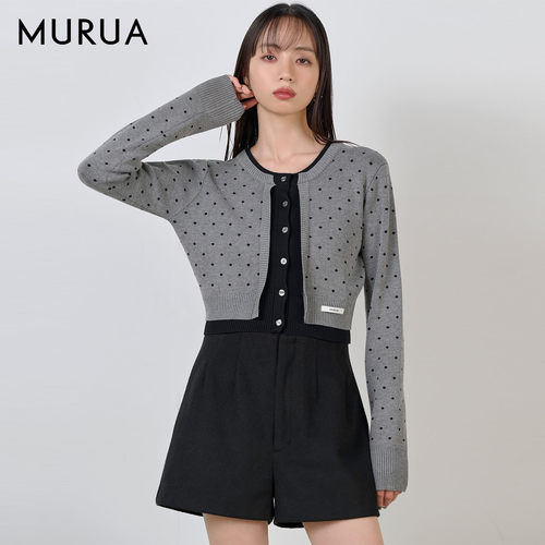 MURUA25秋冬新品短款毛针织开衫