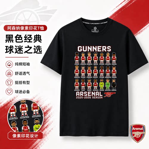 2026短袖T恤枪手全家福阿森纳arsenal欧冠英超冠军夺冠纪念衣服