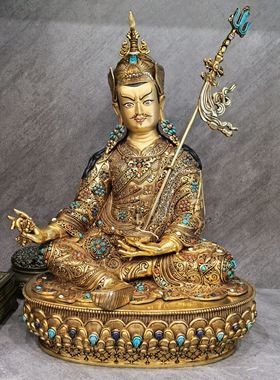 莲师/莲花生大士/莲花生/莲花生大师/莲花生/48cm尼泊尔鎏金佛像