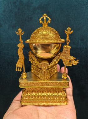 小托巴/拖把碗/藏传工艺品/13.5cm金铜佛堂供奉摆件