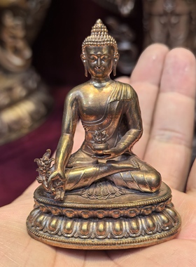 药师佛6.5cm品质紫铜佛像梵天藏传精品佛堂供奉摆件