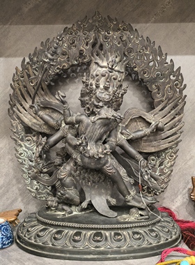 ‌黑鲁嘎/嘿噜嘎/黑如迦/Heruka/56cm尼泊尔纯手工老佛像