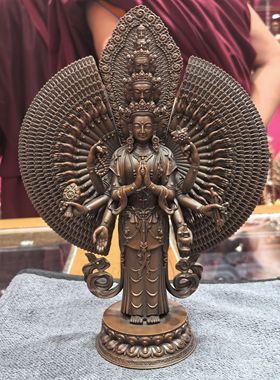 千手观音菩萨/十一面千手观音/千手观音/观音/23cm紫铜佛像摆件