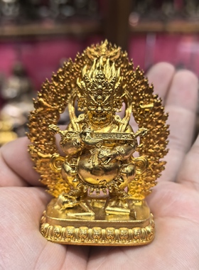 宝帐怙主/大黑天/玛哈嘎拉/红棒玛哈嘎拉/6cm 金铜藏传萨迦派佛像