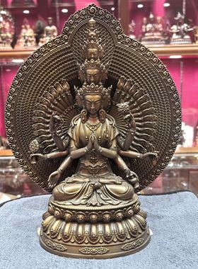 噶当十六明点千手观音/千手千眼观音菩萨26cm佛像佛堂供奉摆件