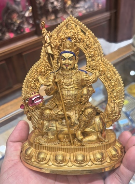 财宝天王/毗沙门/财宝大将/多闻天王/15cm尼泊尔工艺佛像财神摆件