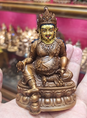 黄财神/赞巴拉/藏巴拉/财神/五色财神10cm红铜佛像摆件藏传随身佛