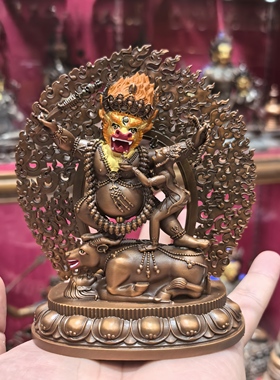 阎魔敌/却甲/地狱主/俱誓法王/阎罗王/阎魔护法/曲杰12cm红铜佛像