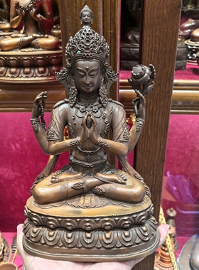 四臂观音/奇木格/齐木格/三怙主/27cm红铜佛像梵天藏传佛堂摆件