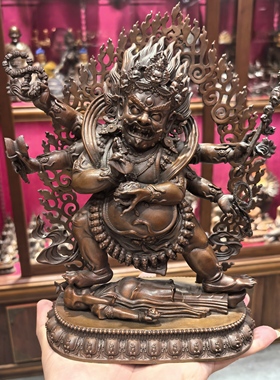 玛哈嘎拉/大黑天/六臂大黑天/28cm红铜佛像梵天藏传佛堂摆件
