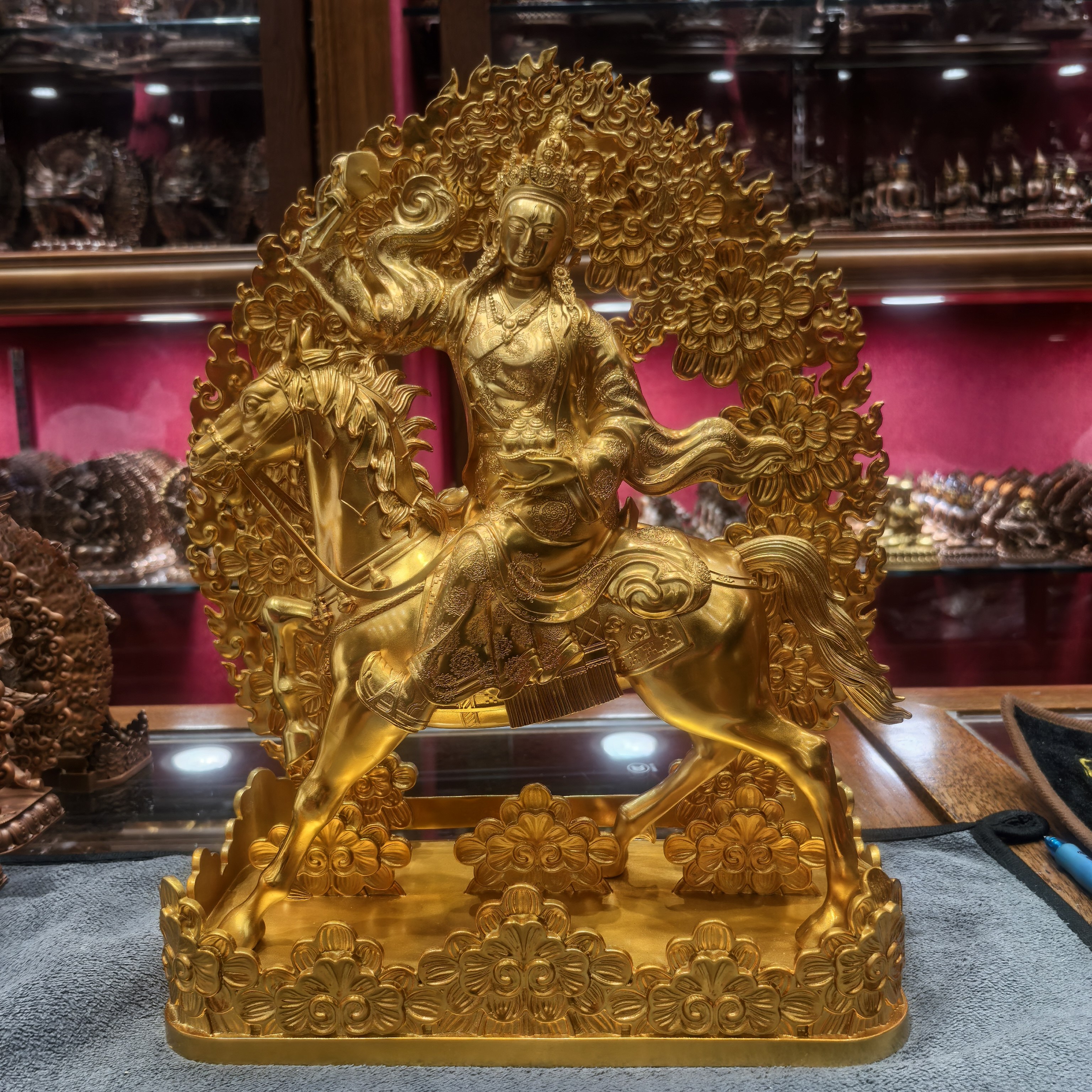 阿企佛母/阿企秋吉卓玛/骑马阿企佛母/阿奇佛母/30cm金铜佛堂佛像