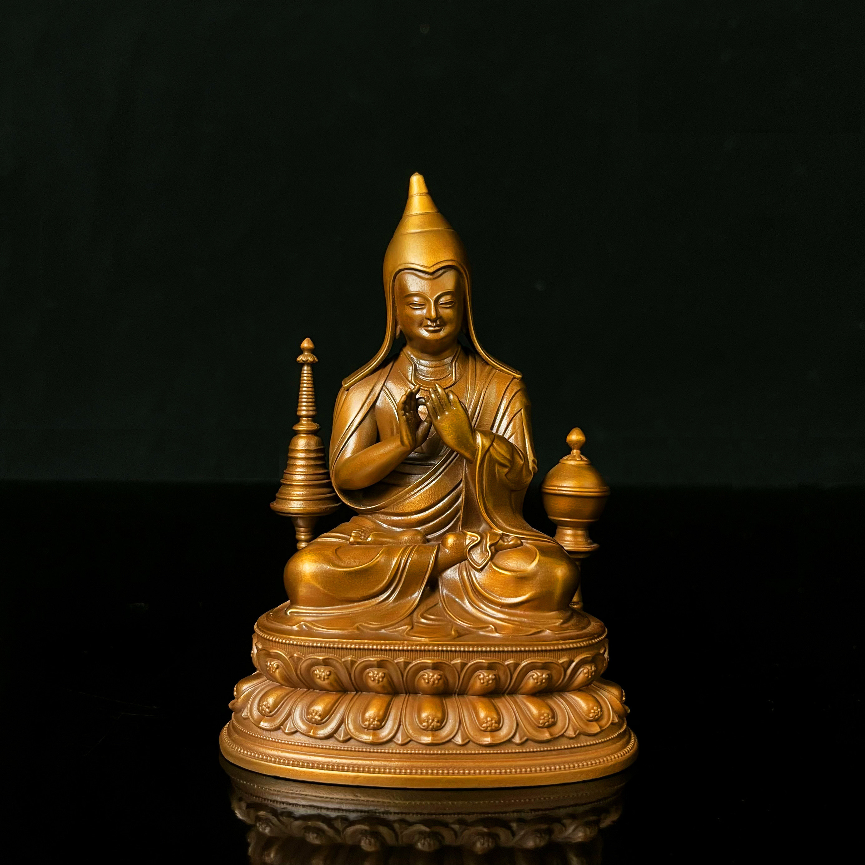 觉沃杰阿底峡尊者藏传上师造像纯铜红铜佛堂佛具法器供奉摆件梵天